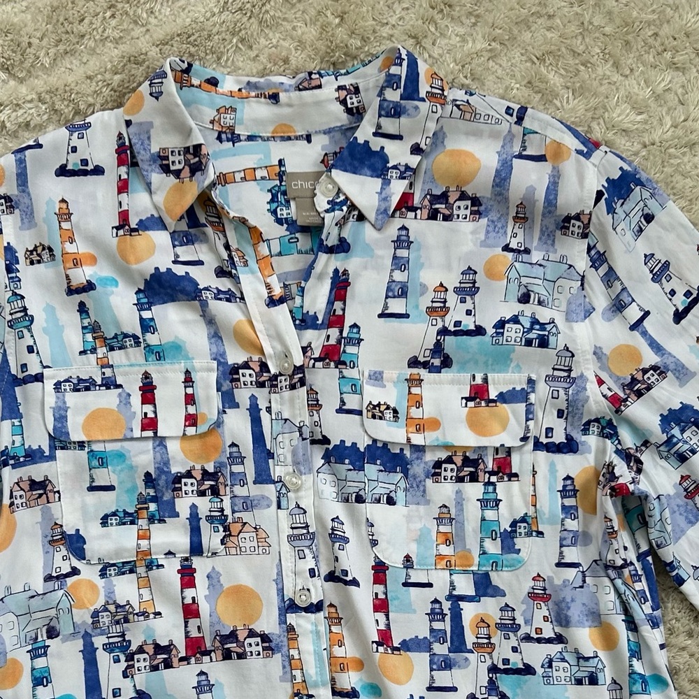 Chico's Lighthouse Button Down Shirt/Blouse